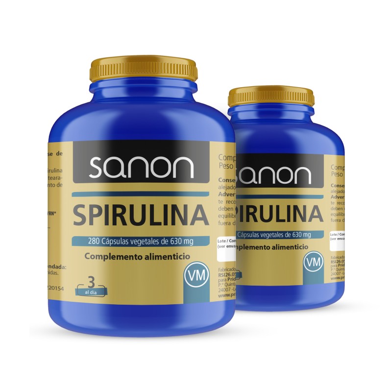 SANON Spirulina 280 Cápsulas vegetales Pack 2