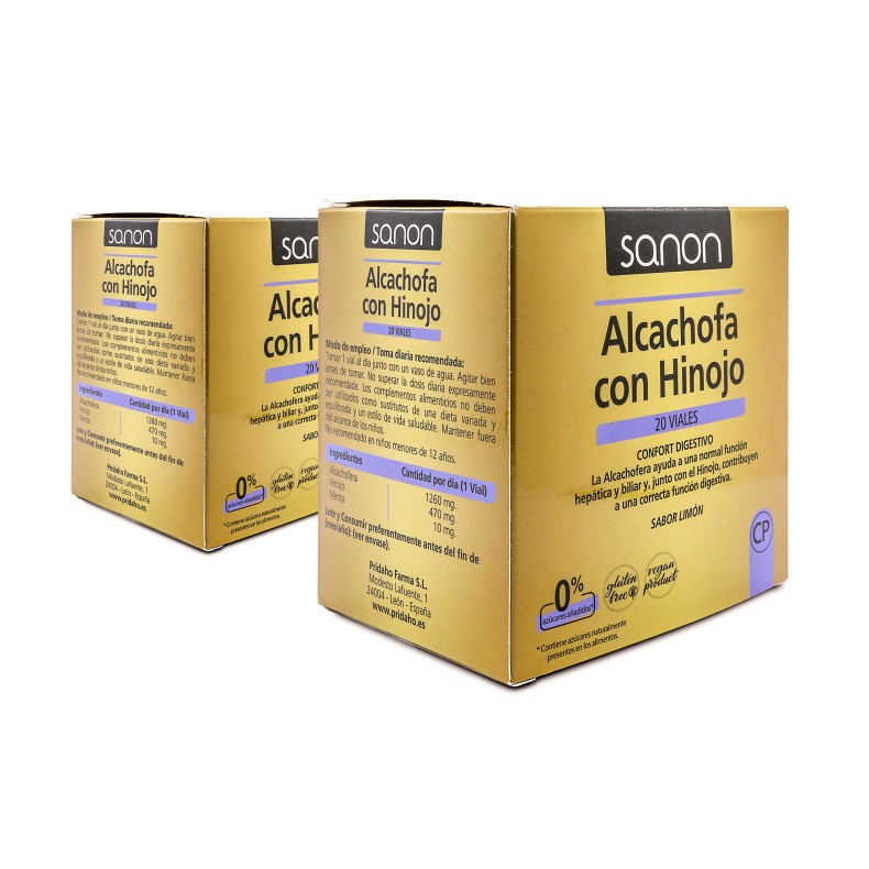 SANON Alcachofa con Hinojo 20 ampollas de 10 ml Two Pack