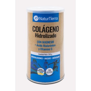 NATURTIERRA Colágeno hidrolizado con magnesio + ácido hialurónico y vitamina c 250g