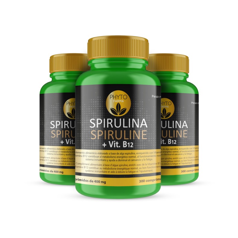 PHYTOFARMA Spirulina + vitamina B12 300 comprimidos Pack 3