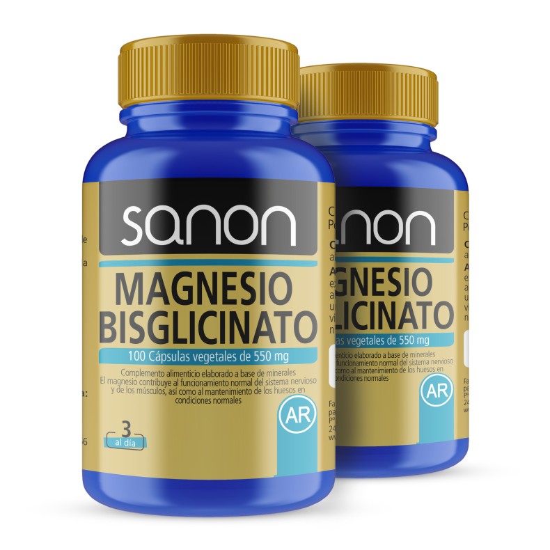 SANON Magnesio Bisglicinato 100 cápsulas vegetales pack 2