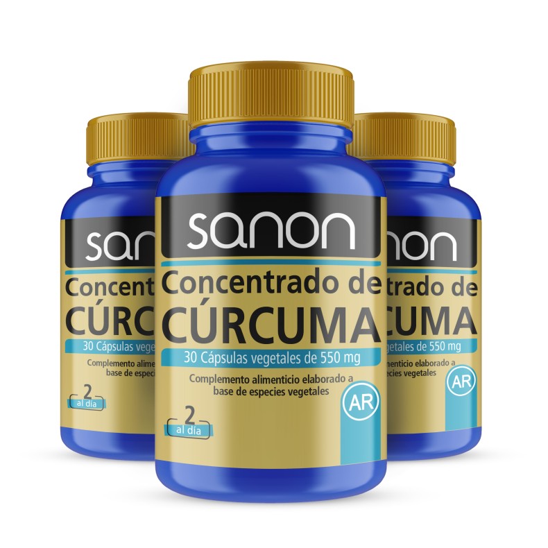 SANON Concentrado de Cúrcuma 30 cápsulas vegetales pack 3