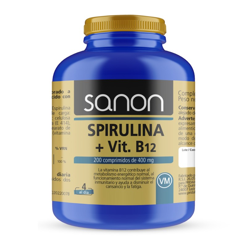 SANON Spirulina + vitamina B12 200 comprimidos