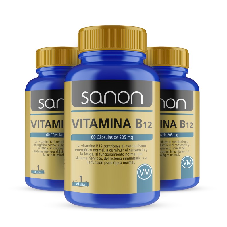 SANON Vitamina B12 120 cápsulas pack 3