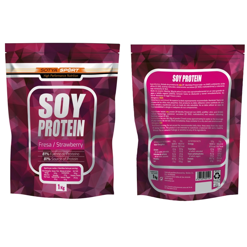 SOTYA Sport soy protein fresa 1000g Doypack