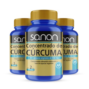 SANON Concentrado de Cúrcuma 30 cápsulas vegetales pack 3