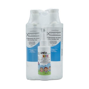 XENSIUM gel higienizante de manos 2x500 ml + spray niños Pack