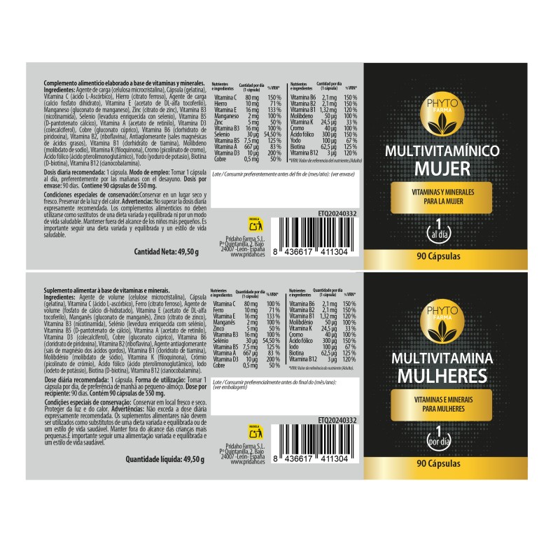 PHYTOFARMA Multivitamínico Mujer 90 cápsulas PHYTOFARMA Multivitamínico Mujer 90 cápsulas