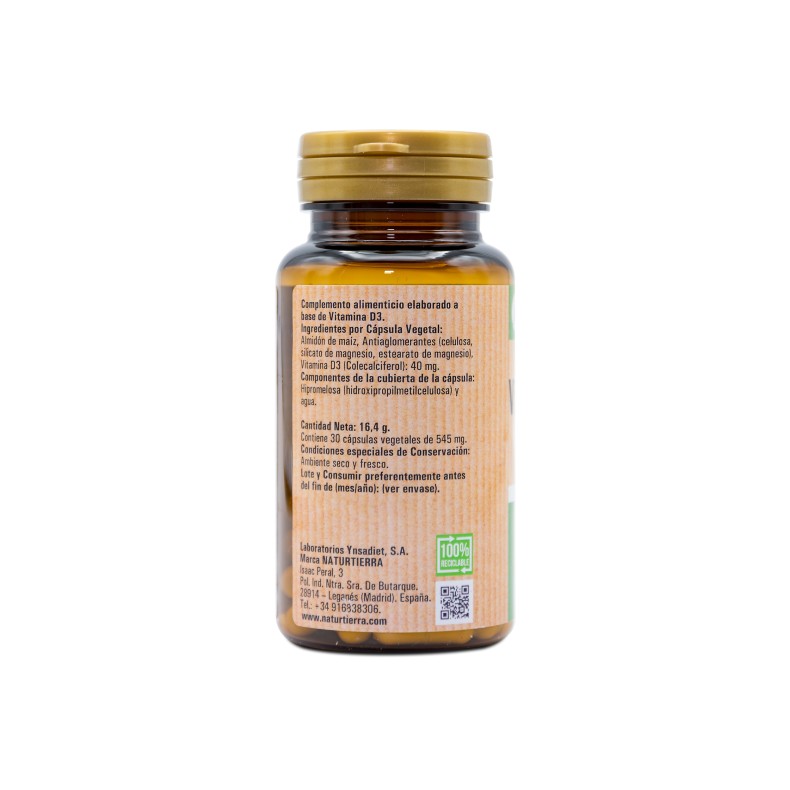 NATURTIERRA Vitamina D3 30 cápsulas vegetales NATURTIERRA Vitamina D3 30 cápsulas vegetales