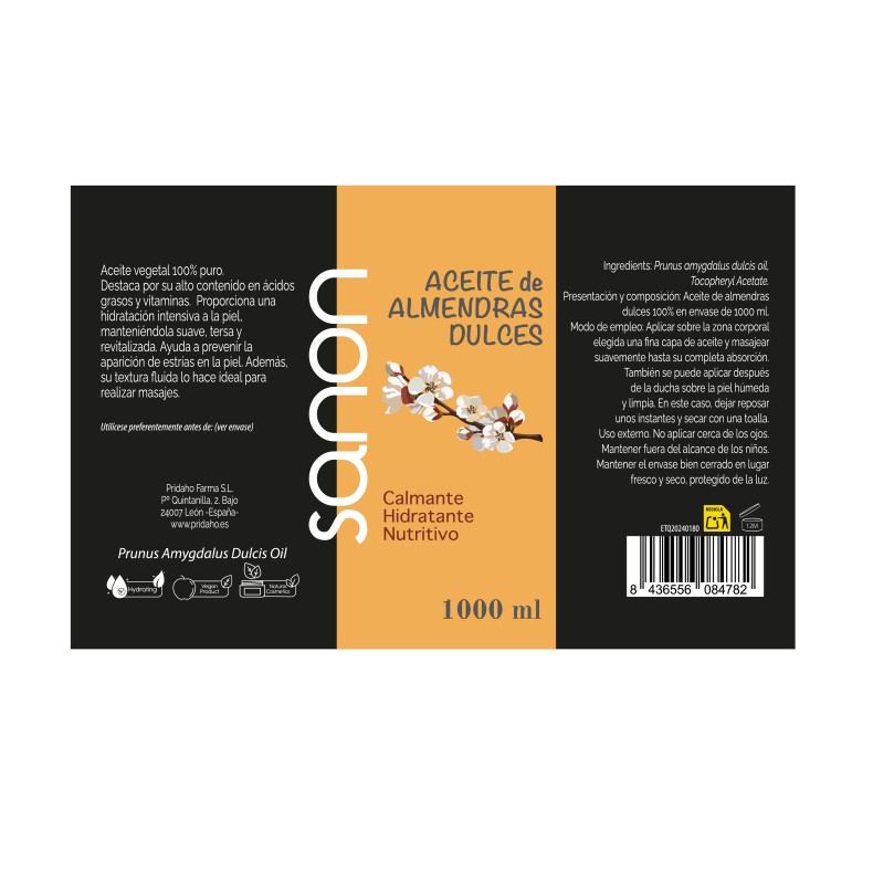 SANON Aceite de Almendras dulces 1000 ml SANON Aceite de Almendras dulces 1000 ml