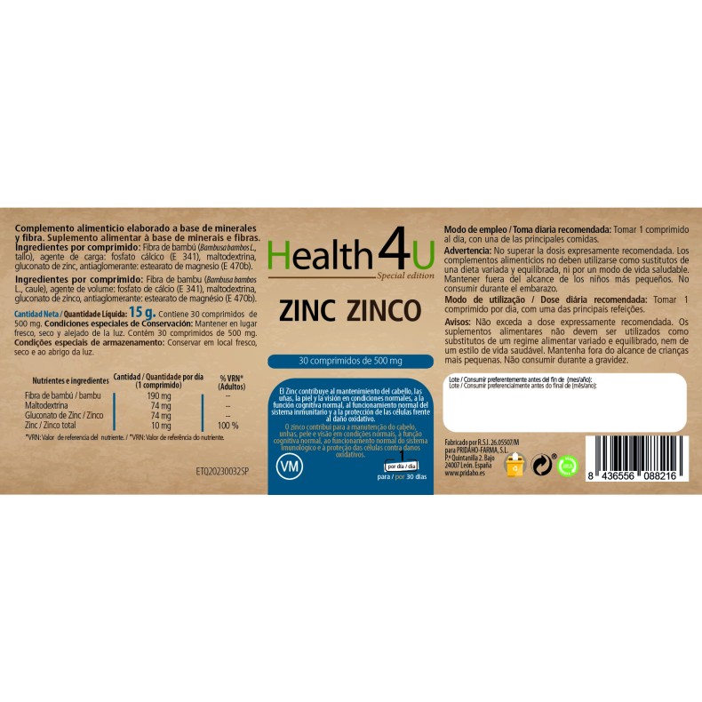H4U Zinc 30 comprimidos special edition H4U Zinc 30 comprimidos special edition