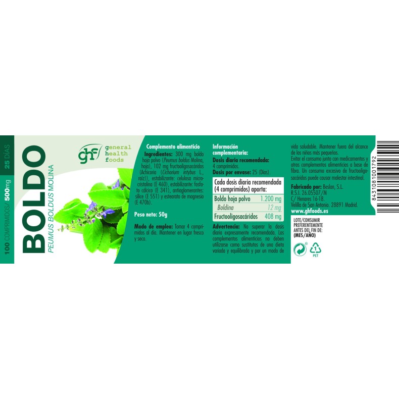 GHF Boldo 100 comprimidos