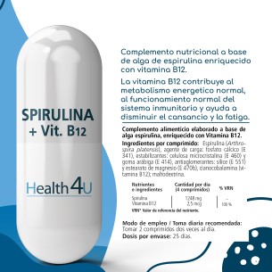 H4U Spirulina+ Vitamina B12 100 comprimidos pack 3 2