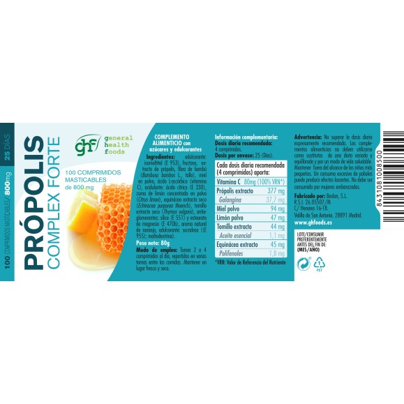 GHF Própolis complex forte 100 comprimidos masticables