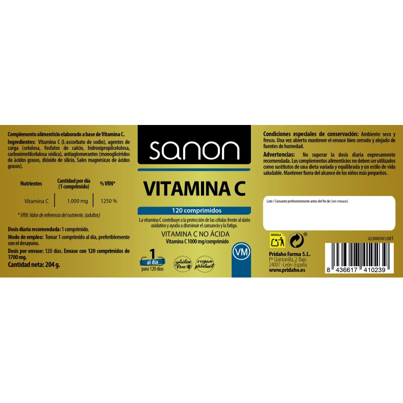 SANON Vitamina C 120 comprimidos