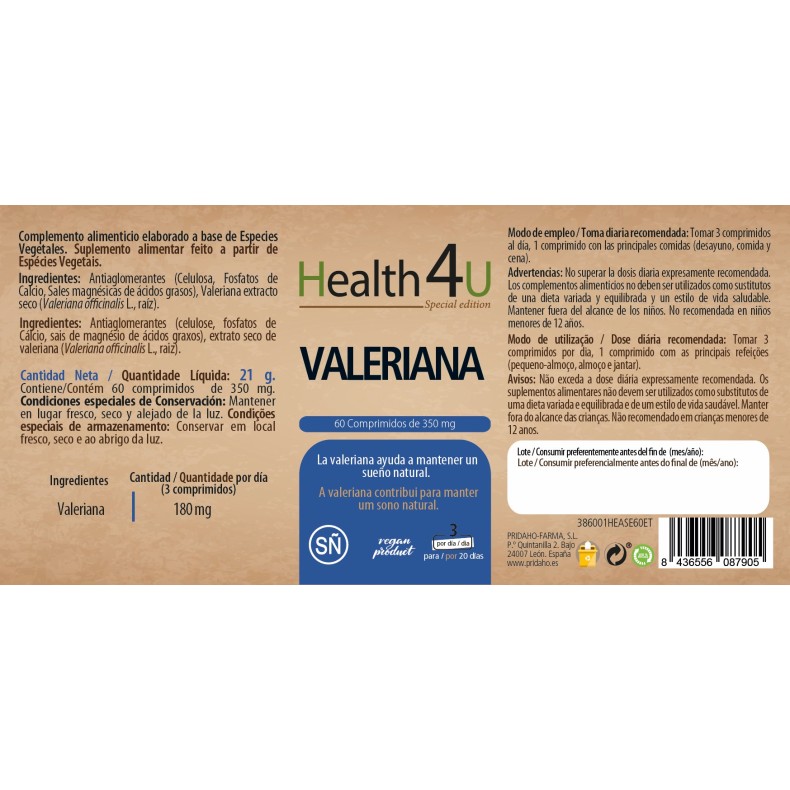 H4U Valeriana 60 comprimidos special edition