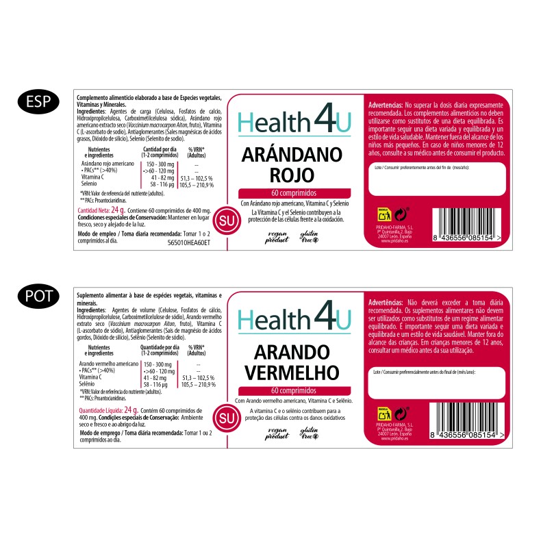H4U Arándano Rojo 60 comprimidos