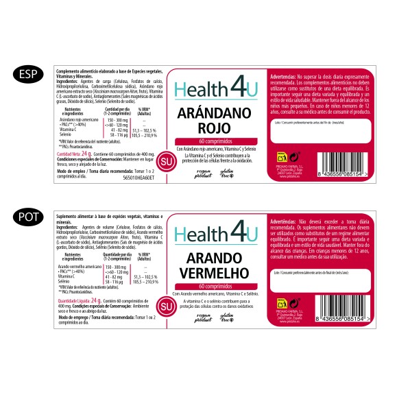 H4U Arándano Rojo 60 comprimidos