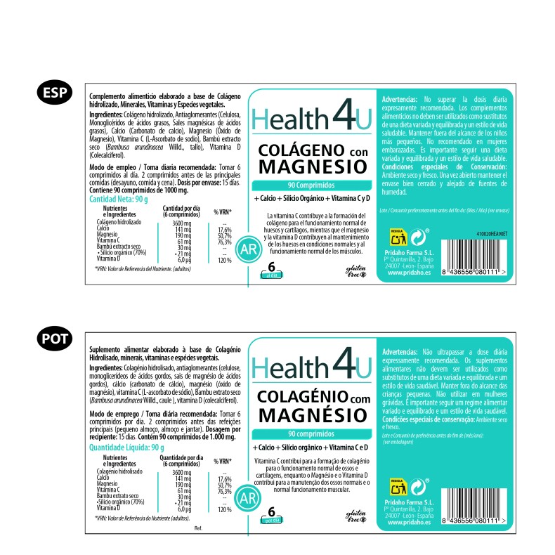 H4U Colágeno con Magnesio 90 comprimidos