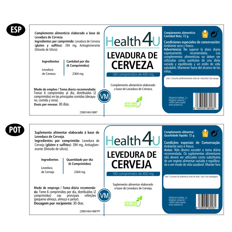 H4U Levadura de cerveza 180 comprimidos