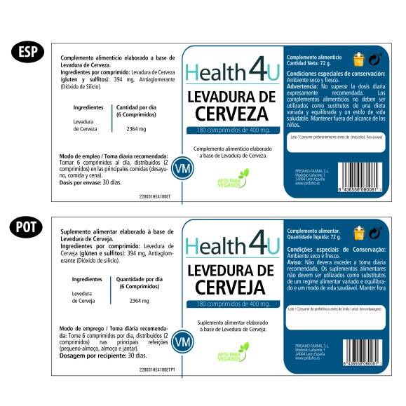 H4U Levadura de cerveza 180 comprimidos