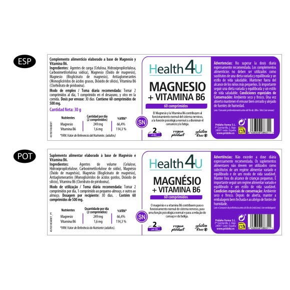 H4U Magnesio + vitamina B6 60 comprimidos