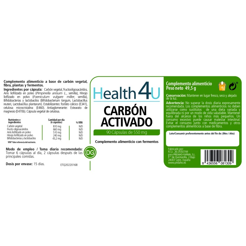 H4U Carbón Activado 90 cápsulas pack 3