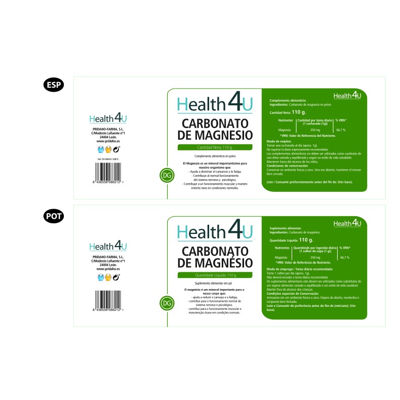 H4U Carbonato de Magnesio 110 g en polvo