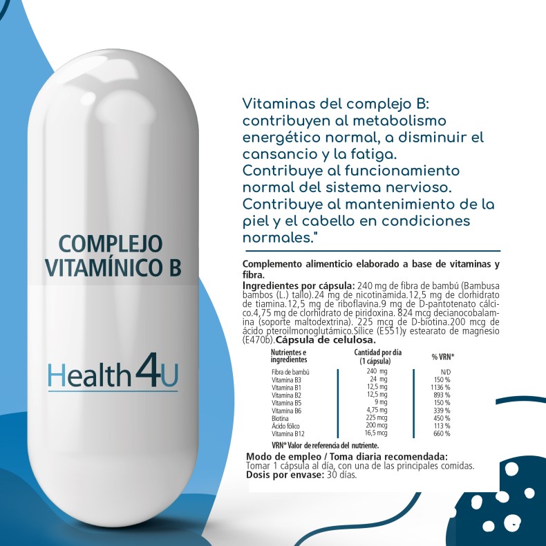 H4U Complejo Vitamínico B 30 cápsulas pack 3
