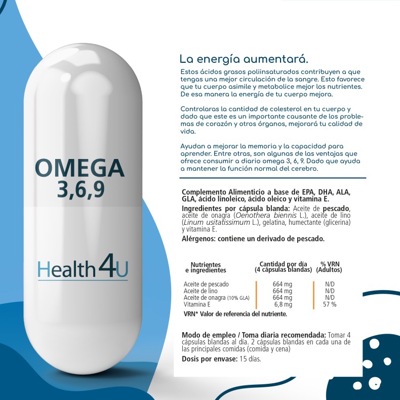 H4U Omega 3,6,9 60 cápsulas blandas