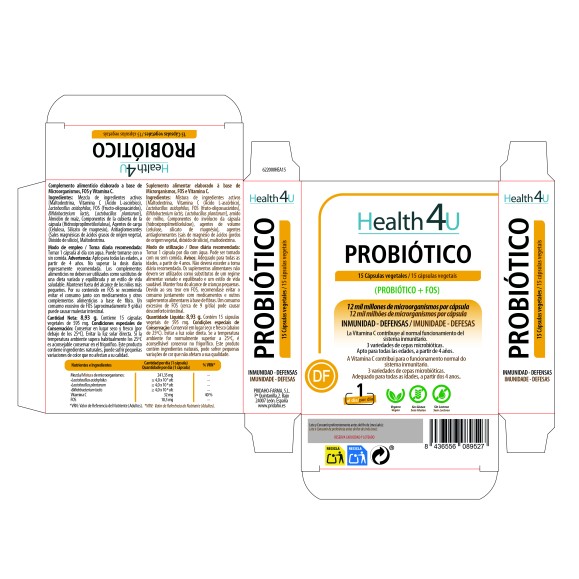 H4U Probiótico 15 cápsulas vegetales