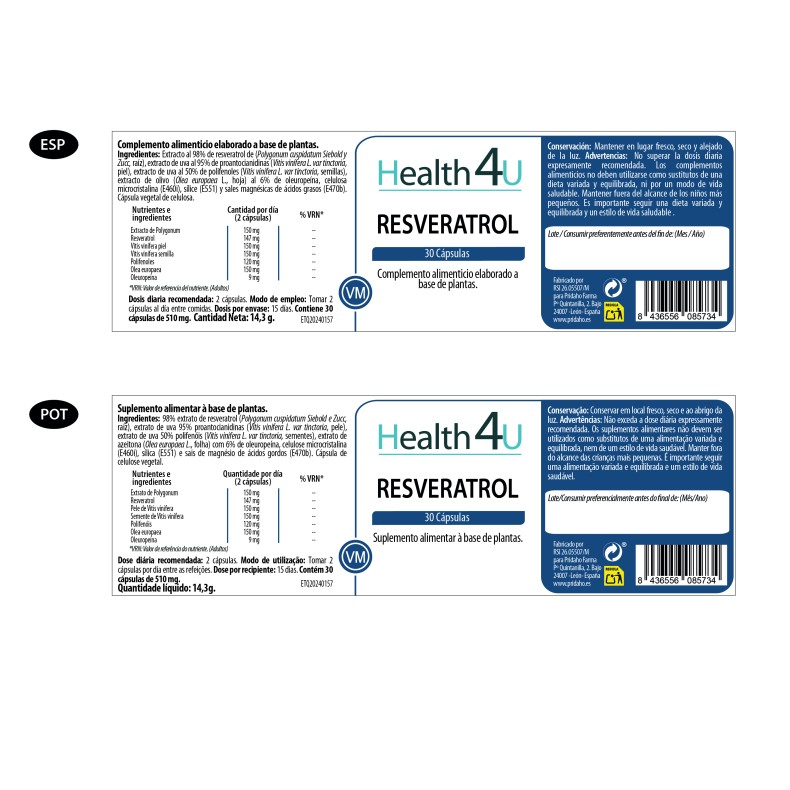 H4U Resveratrol 30 cápsulas