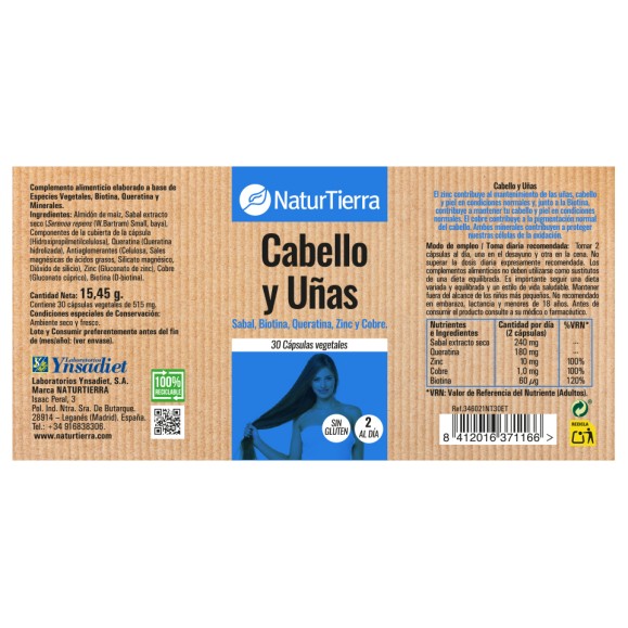 NATURTIERRA Cabello y uñas 30 cápsulas vegetales
