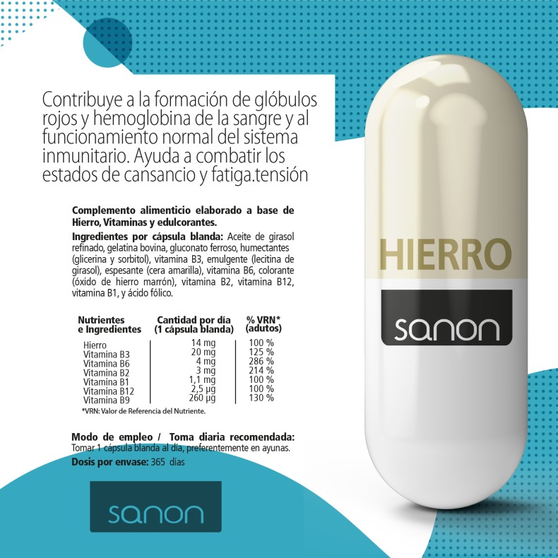 SANON Hierro 365 cápsulas blandas