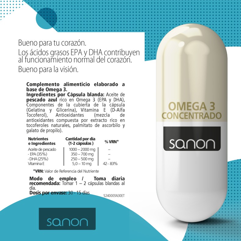 SANON Omega 3 Concentrado 30 cápsulas blandas Pack 2