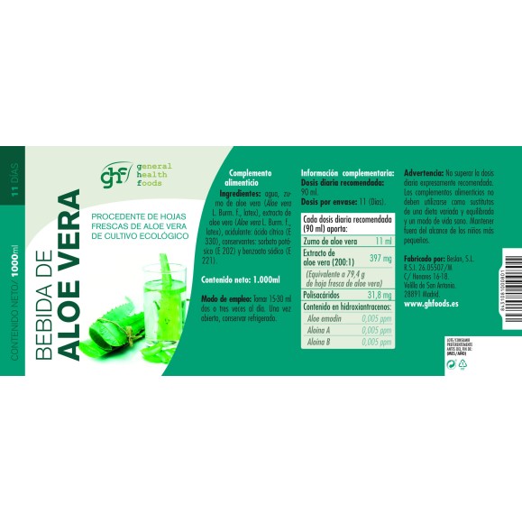 GHF Bebida de aloe vera 1000 ml
