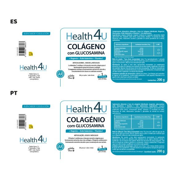 H4U Colágeno + glucosamina en polvo 200 g