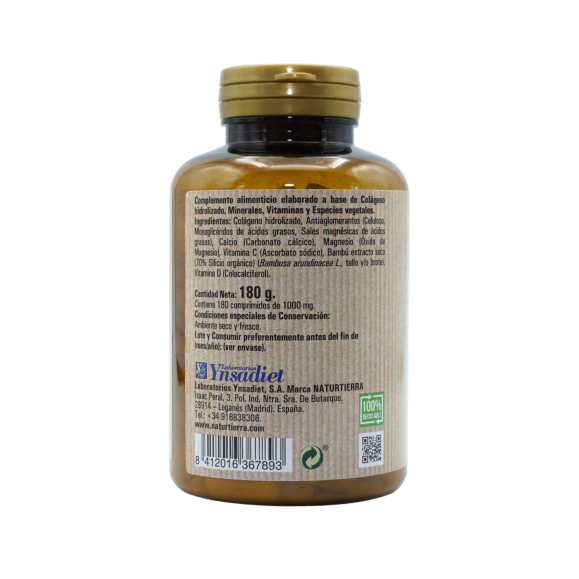 NATURTIERRA Colágeno con Magnesio+Silicio orgánico+Vitaminas C y D 180 comprimidos