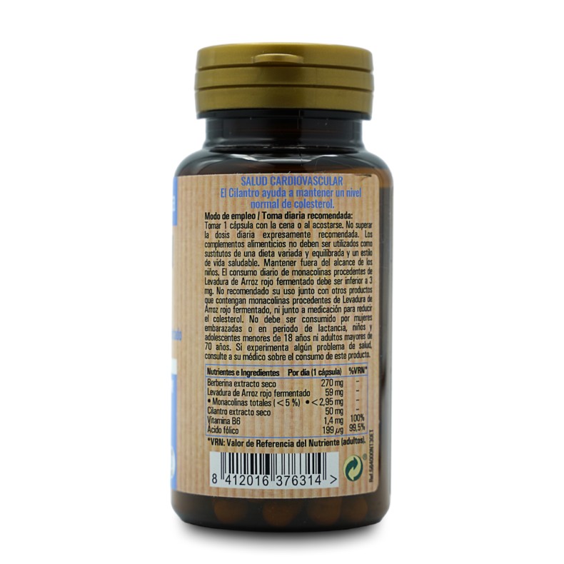 NATURTIERRA Colesterol plus berberina + levadura de arroz rojo fermentado + cilantro 30 cápsulas