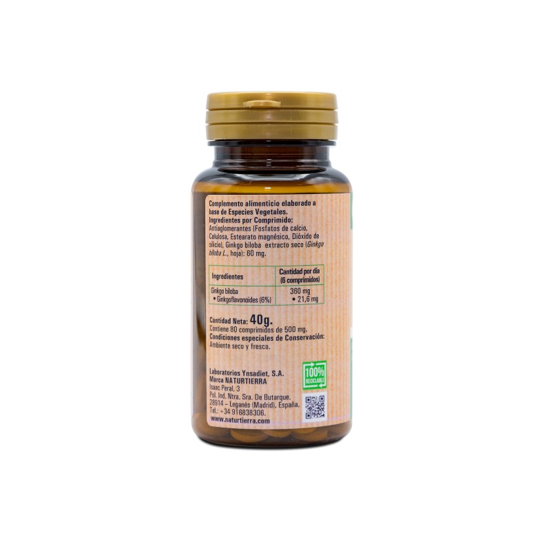 NATURTIERRA Ginkgo biloba 80 comprimidos