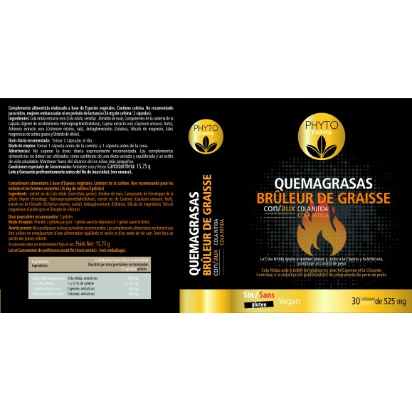 PHYTOFARMA Quemagrasas con cola nitida 30 cápsulas