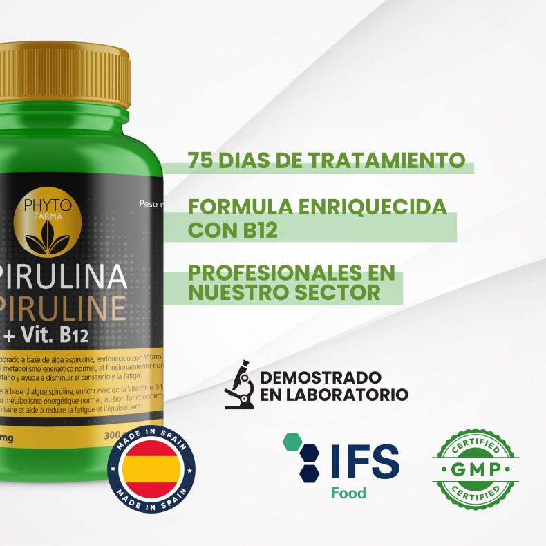 PHYTOFARMA Spirulina + vitamina B12 300 comprimidos