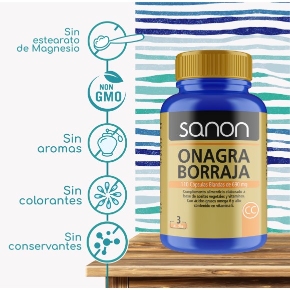 SANON aceite de Onagra-Borraja 110 perlas pack 2