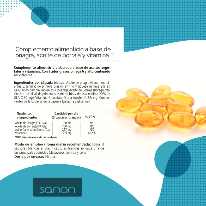 SANON aceite de Onagra-Borraja 110 perlas pack 2