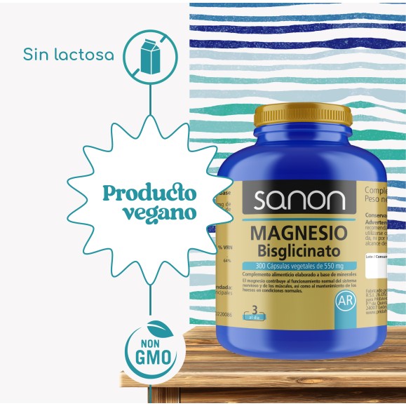 SANON Bisglicinato de Magnesio 300 cápsulas vegetales