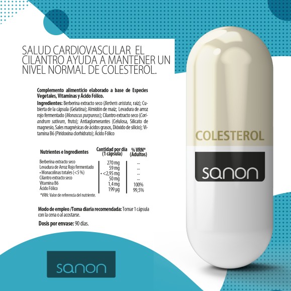 SANON Colesterol (Bergamota + Cilantro) 90 cápsulas pack 2