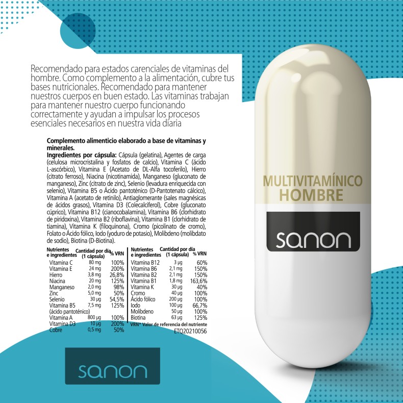 SANON Multivitamínico Hombre 60 cápsulas
