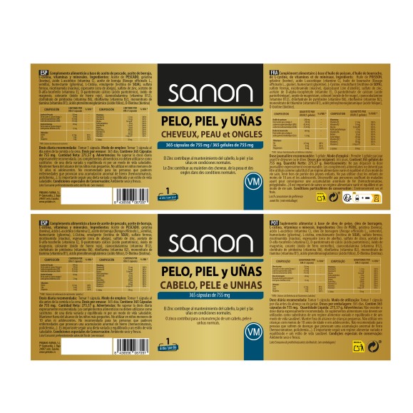 SANON Pelo, Piel y Uñas 365 cápsulas