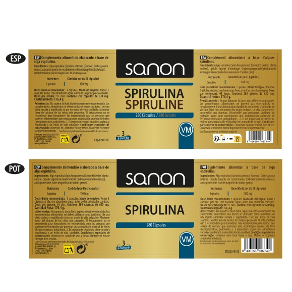 SANON Spirulina 280 cápsulas