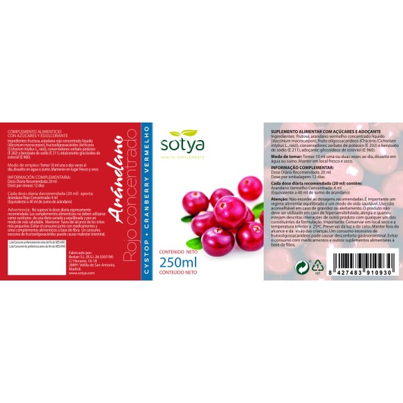 SOTYA Arándano Rojo Concentrado 250 ml